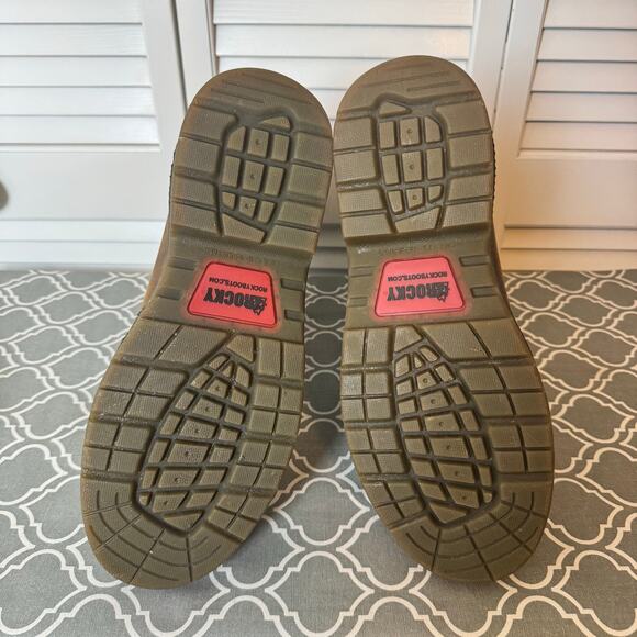 Rocky Work Boots Men’s Size 10.5 Brown Leather Pull On Construction Flawed Wide - Picture 3 of 12